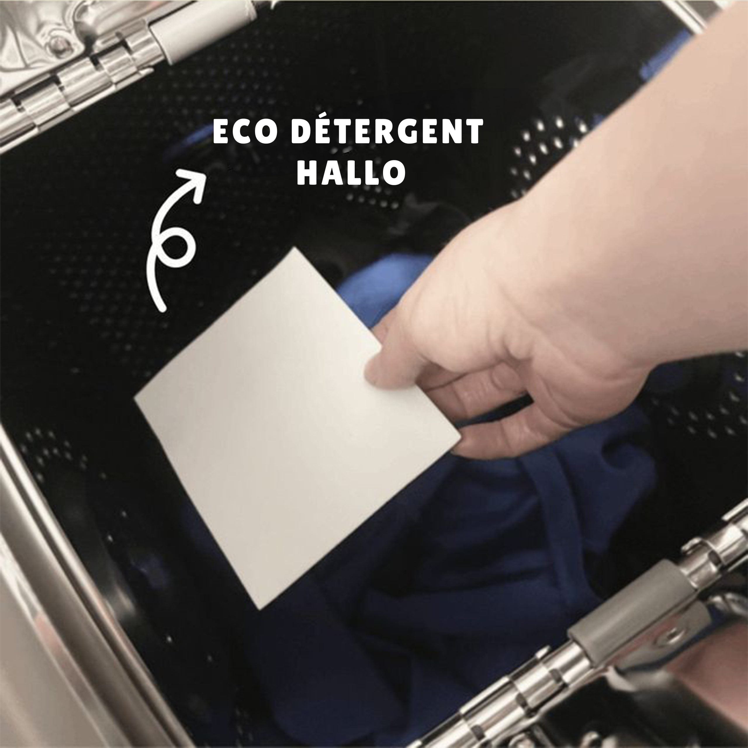 Umweltfreundliches Papierwaschmittel Hallo 