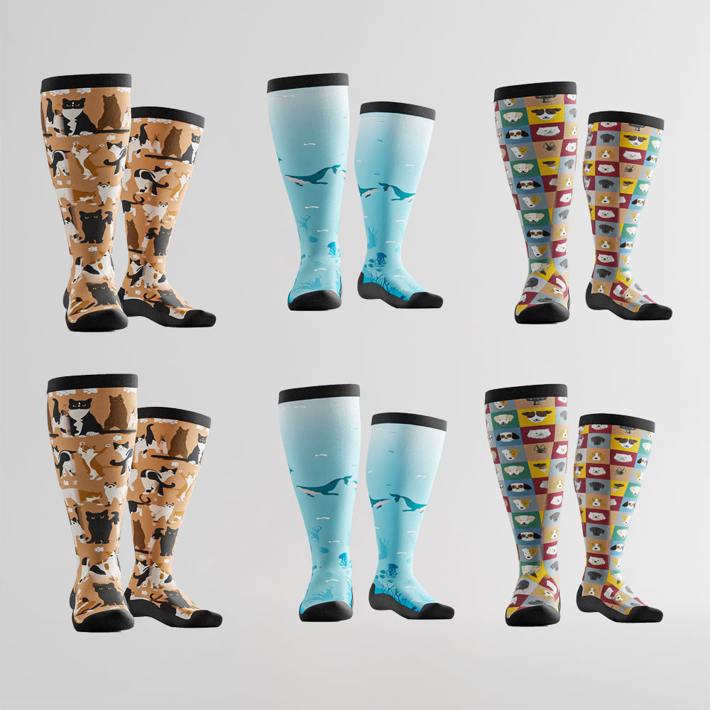Packung mit 6 Paar gemusterten, bequemen Socken